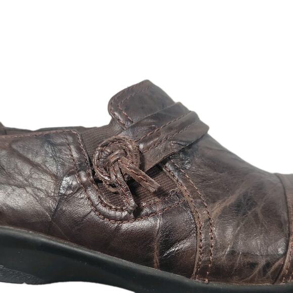 Clarks Collection Soft Cushion Shoes Women’s 9 Brown Leather Loafers Clogs Slip - Picture 6 of 8